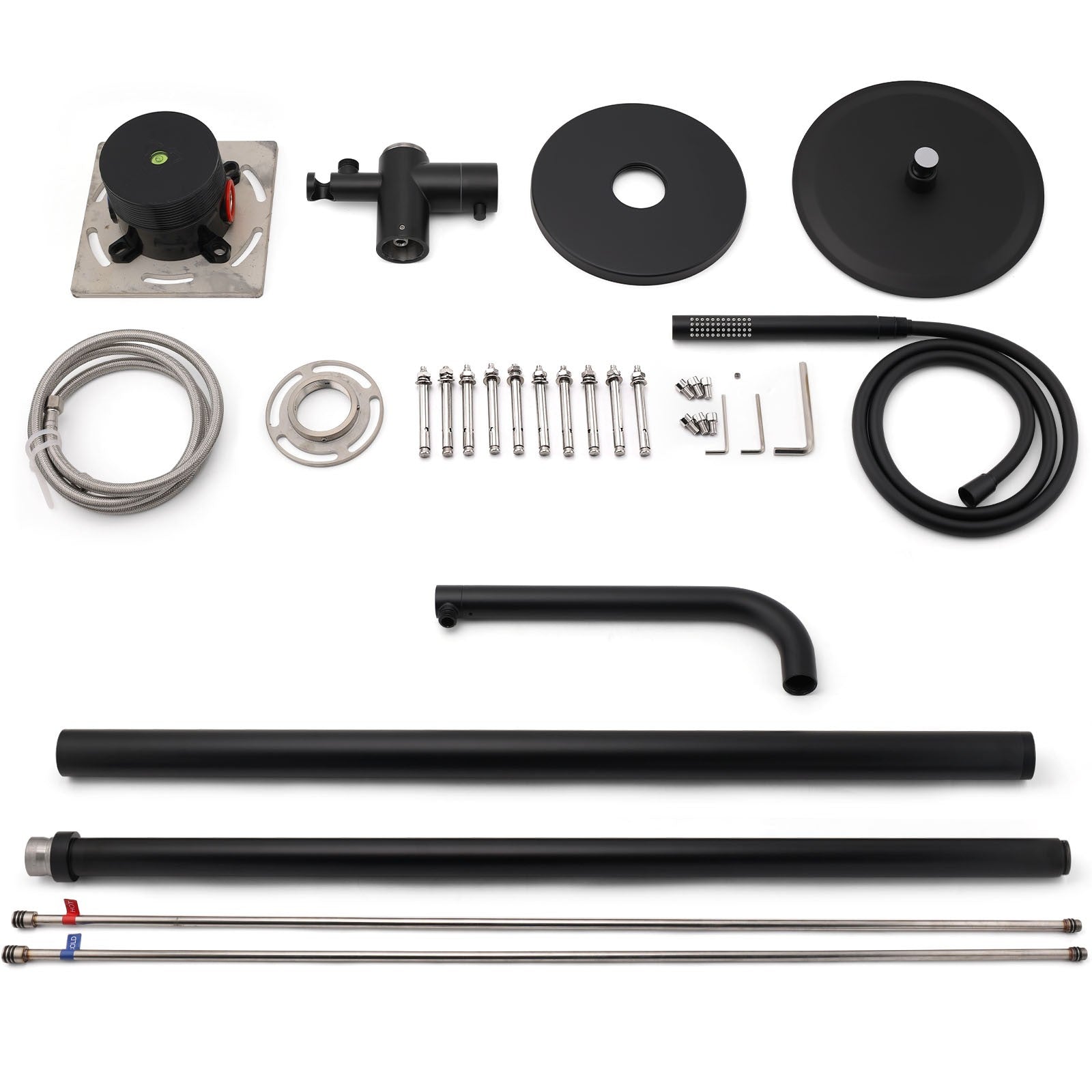 WELS Matte Black 316SUS Dual Shower Set Outdoor Bath System Rainfall 10