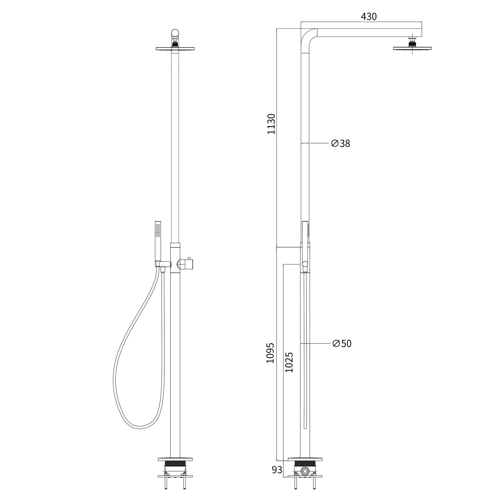 WELS Matte Black 316SUS Dual Shower Set Outdoor Bath System Rainfall 10