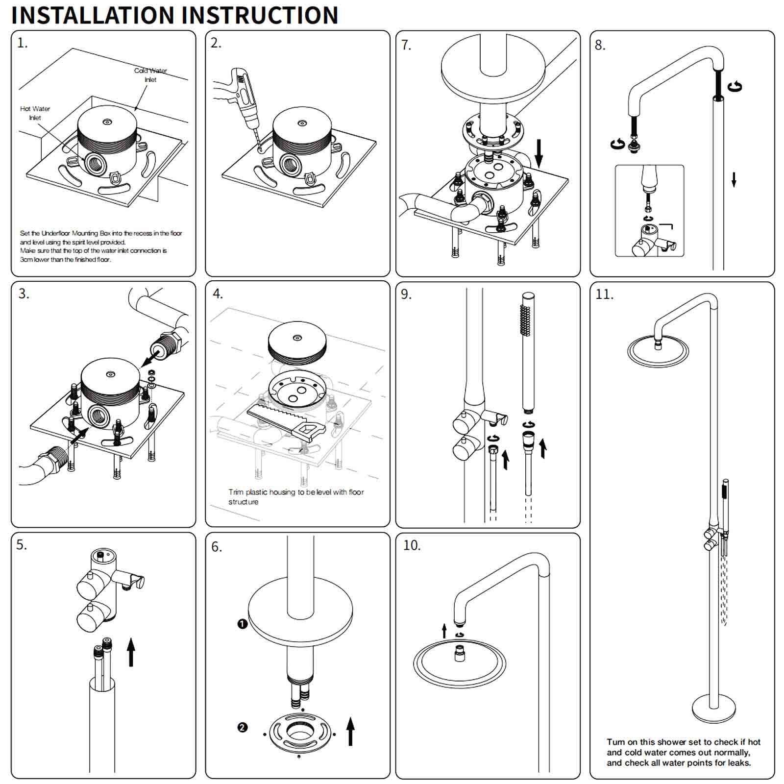 WELS Matte Black 316SUS Dual Shower Set Outdoor Bath System Rainfall 10