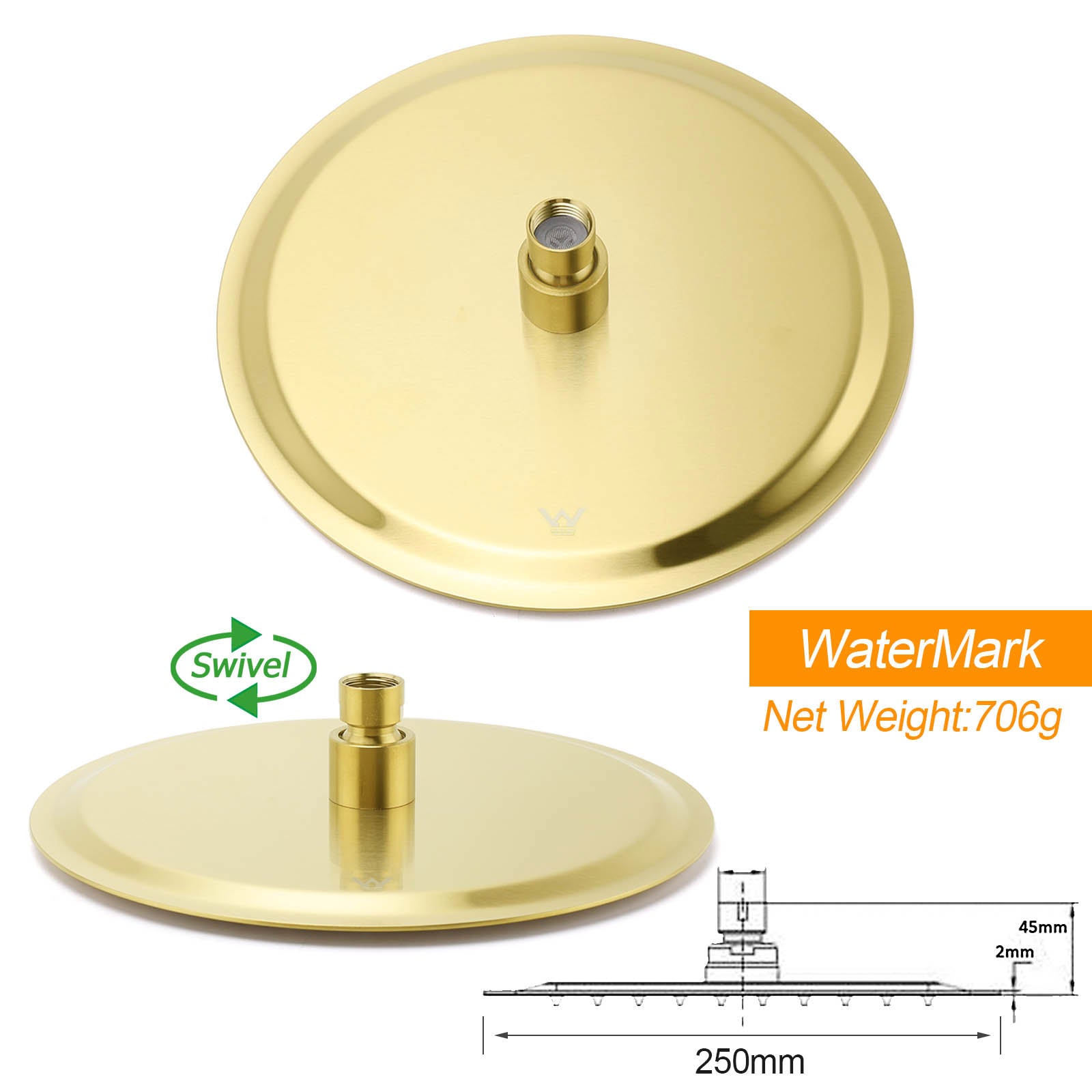 WELS Brushed Gold Twin Shower Handset Combo Set Outdoor Washing 10