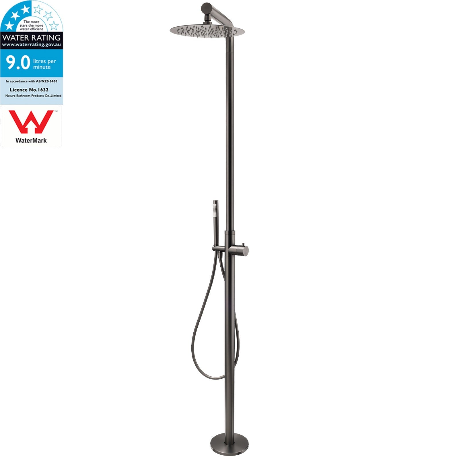 316 SUS WELS Gun Metal Twin Shower Handset Combo Outdoor Bath Rainfall 10