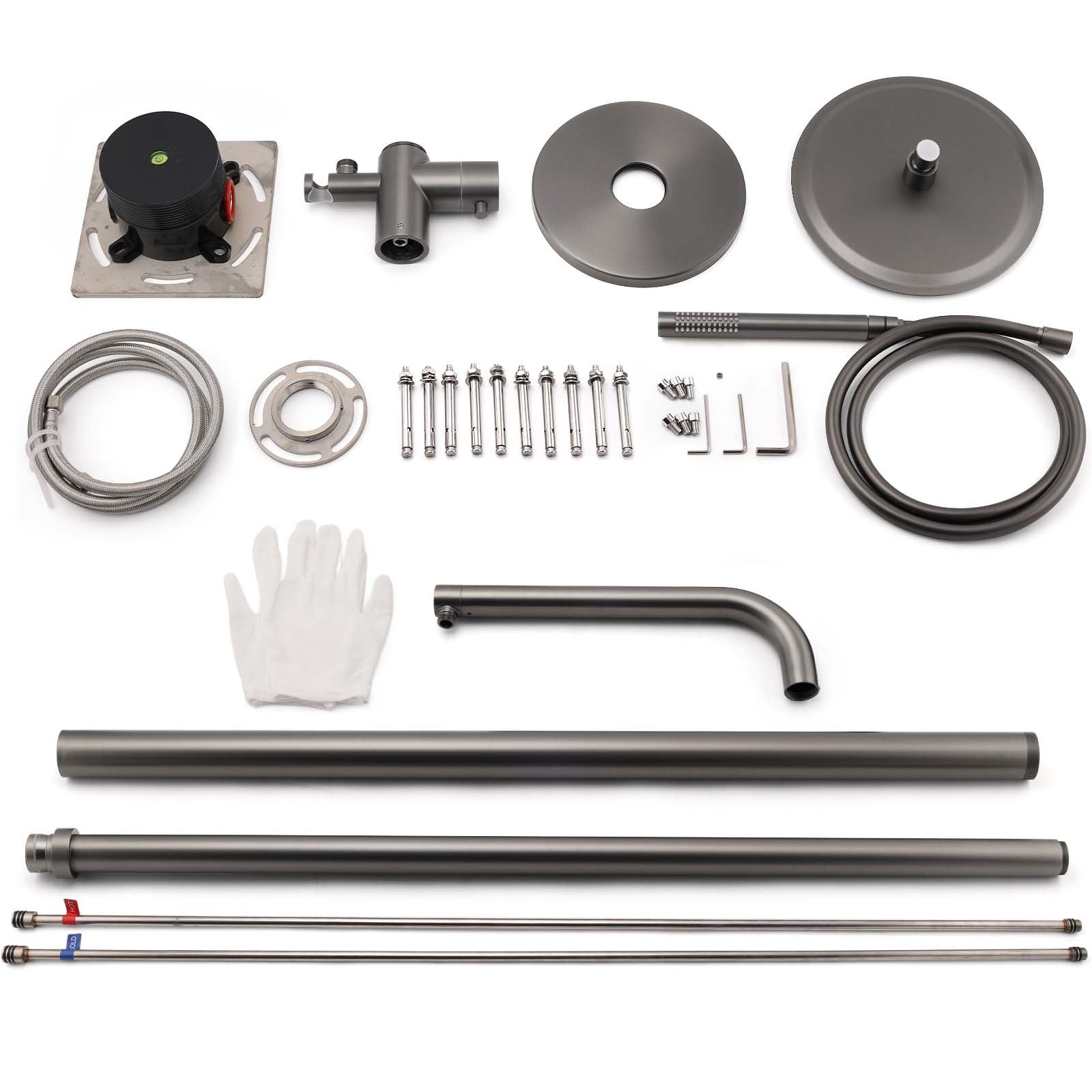 316 SUS WELS Gun Metal Twin Shower Handset Combo Outdoor Bath Rainfall 10