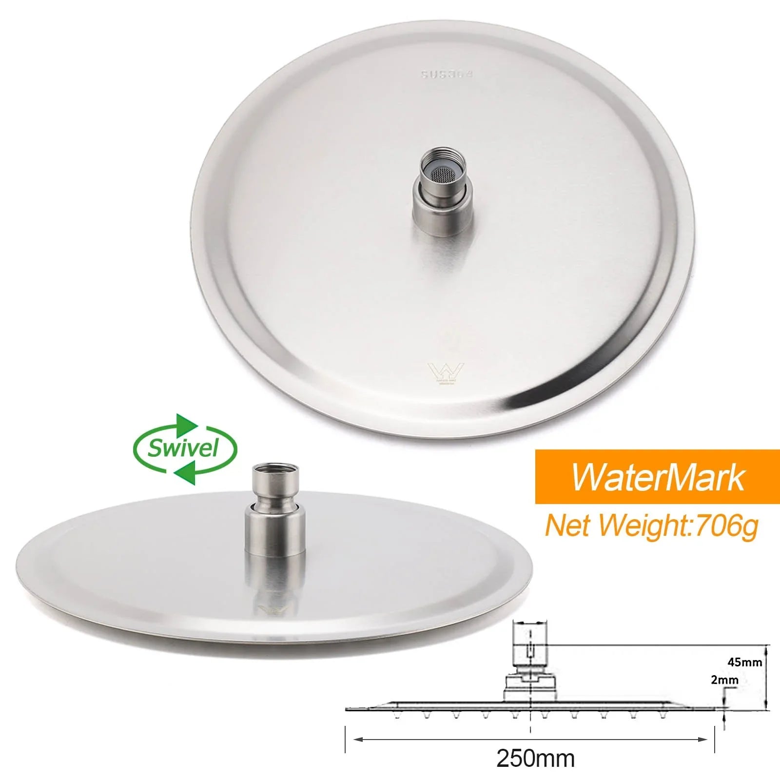 Watermark Brushed Nickel Dual Shower Handset Combo Outdoor Round 10