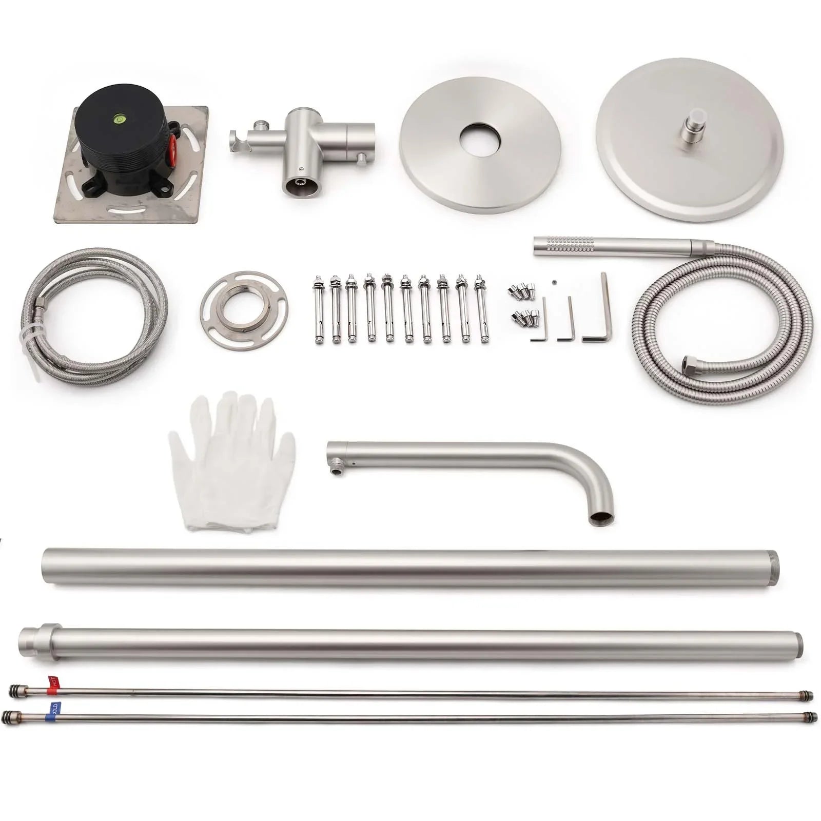 Watermark Brushed Nickel Dual Shower Handset Combo Outdoor Round 10