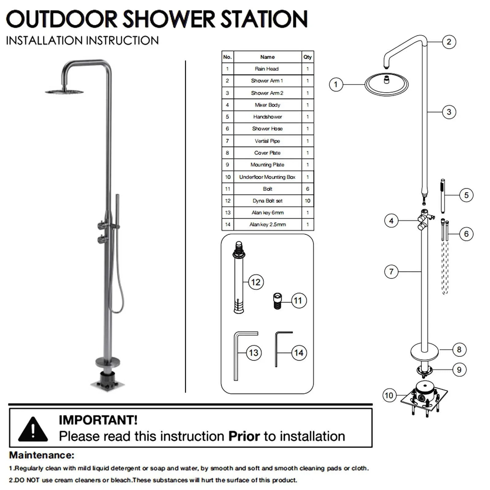 Watermark Brushed Nickel Dual Shower Handset Combo Outdoor Round 10