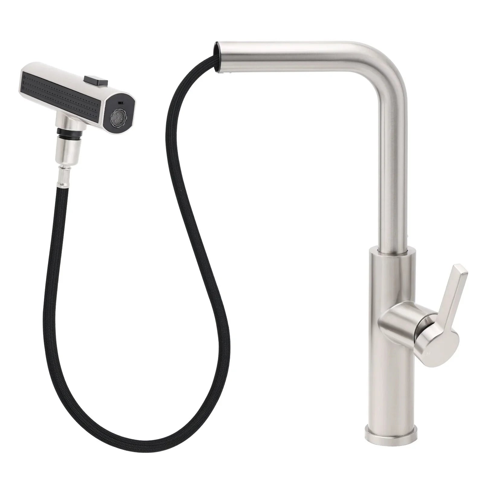 Brushed Nickel 3-Mode Kitchen Mixer Pull Out Down Sink Laundry Faucet Tap WELS