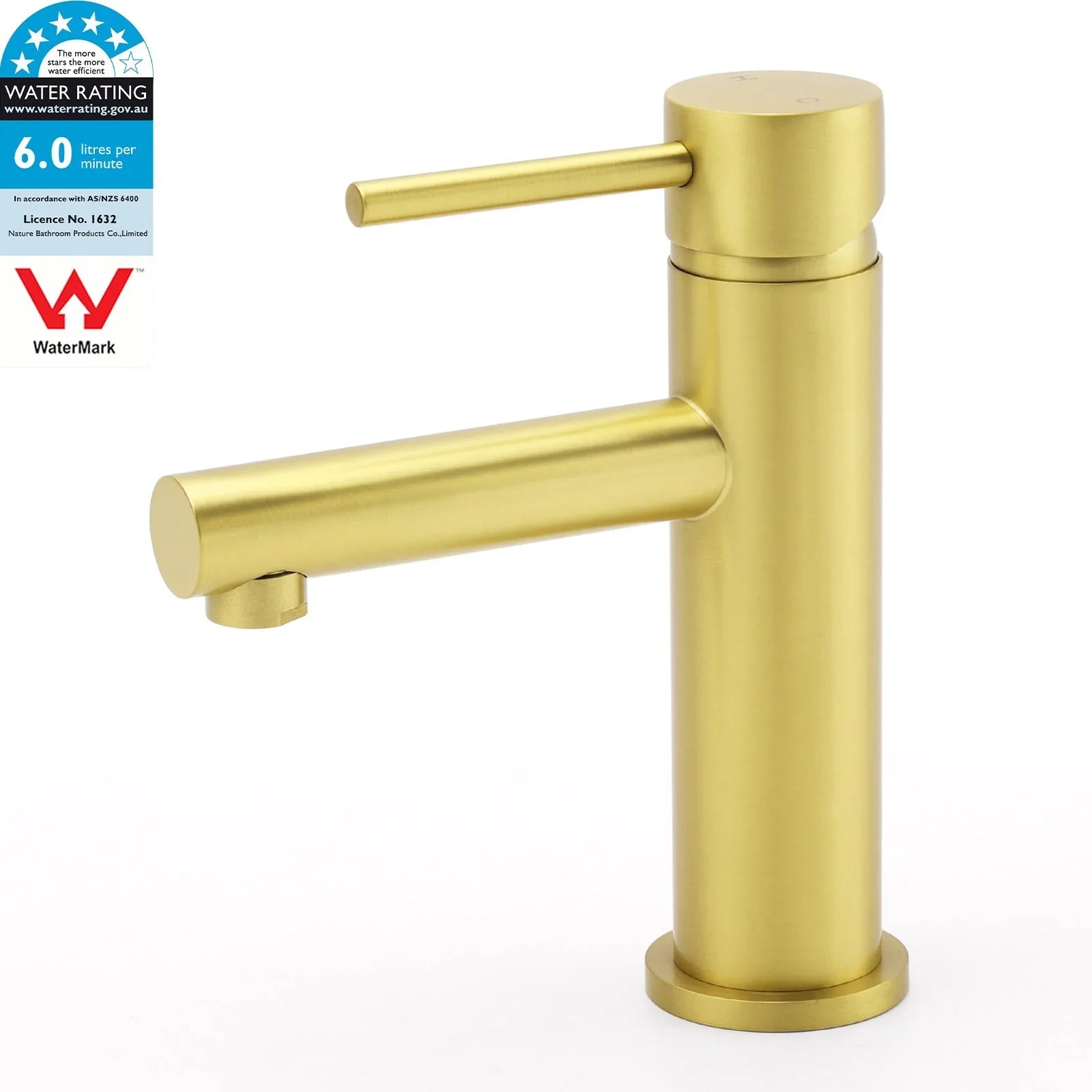 Brushed Gold Round Bathroom Basin Mixer Laundry Vanity Sink Faucet Lever Tapware