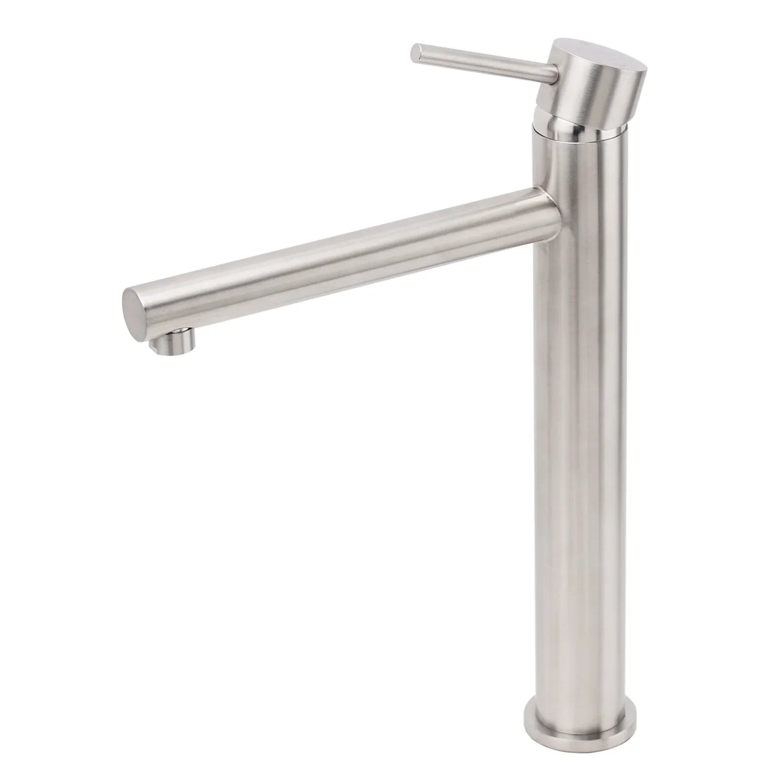 Brushed Nickel Classic Round Bathroom Basin Straight Spout Mixer Sink Faucet Tap