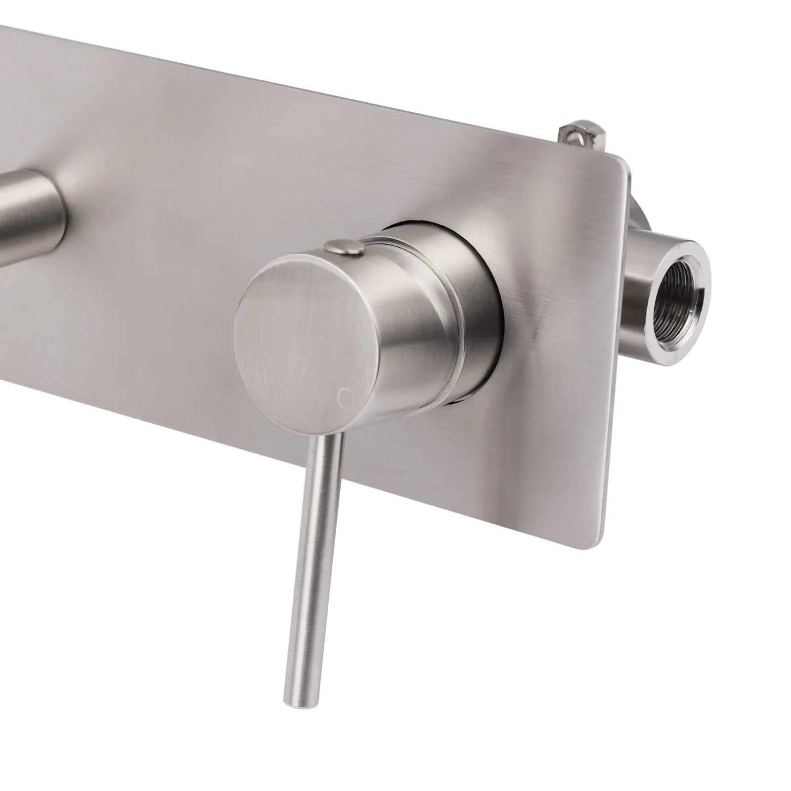 Brushed Nickel Round Wall Mounted Basin Vanity Mixer Bathtub Straight Spout Tap