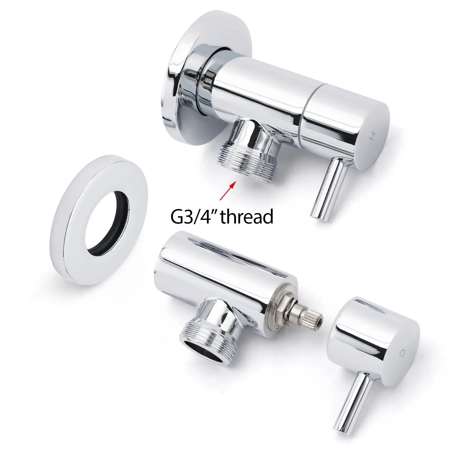 Chrome Round Wall Mounted 1/4 Turn Hot Cold Tap Pair Set For Washing Machine