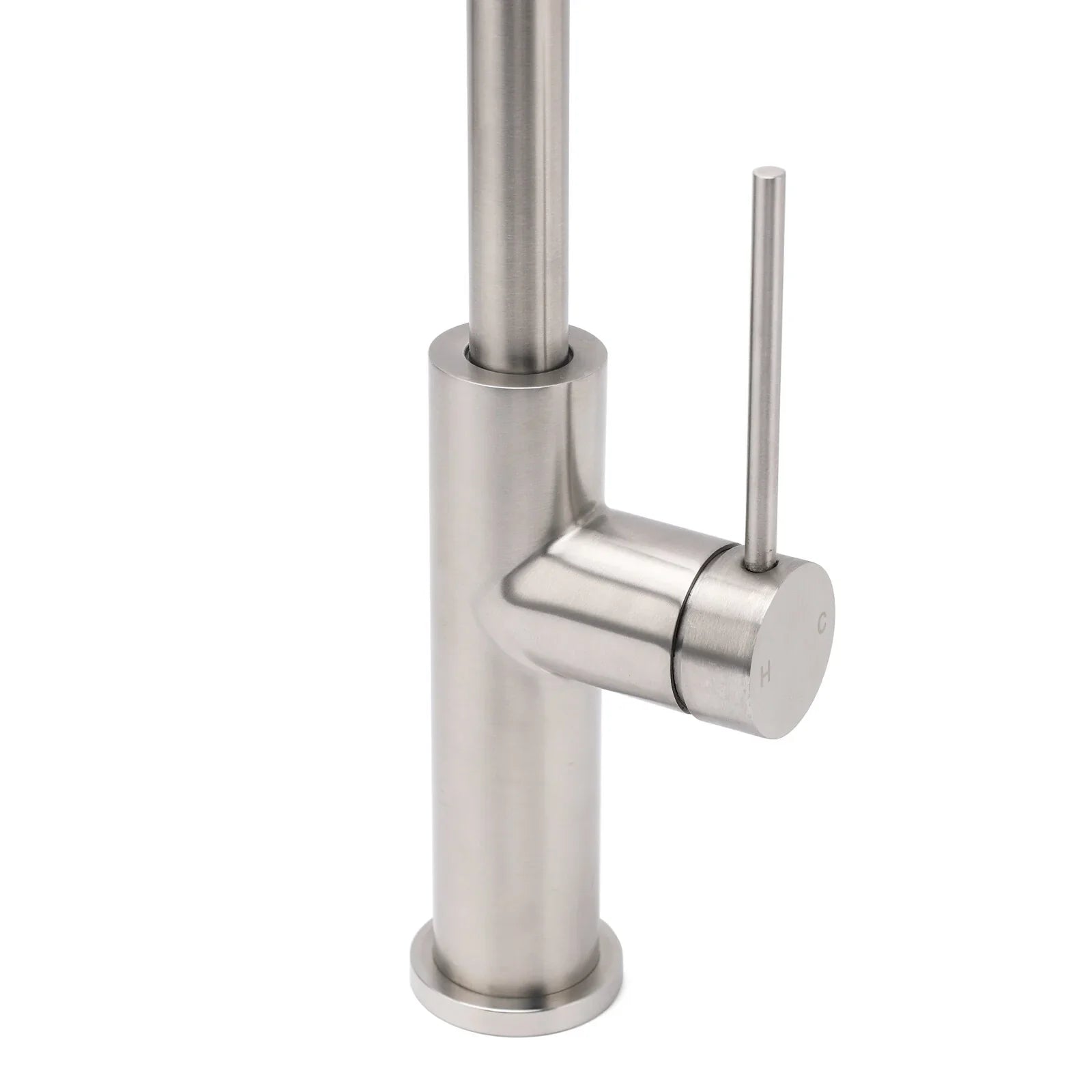Brushed Nickel 435mm Tall Slim Round Kitchen Laundry Sink Mixer Faucet Tap Spout