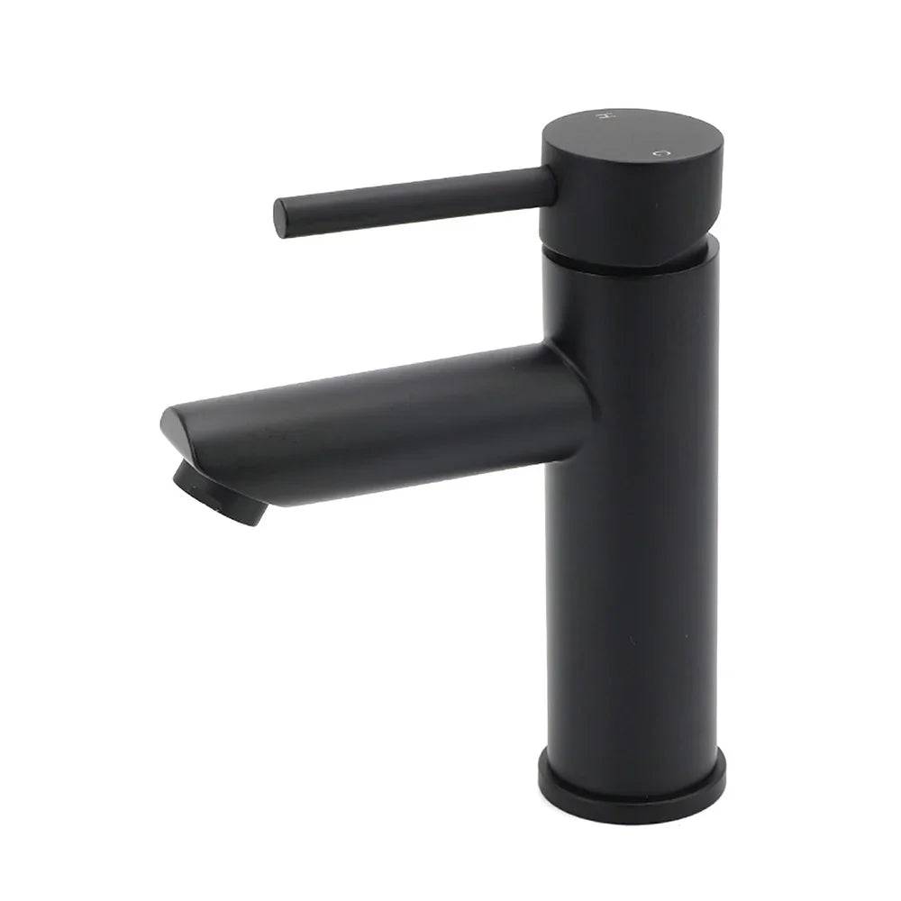 WELS Black 7.5L/min Kitchen Laundry Round Basin Mixer Vanity Sink Faucet Tap Set