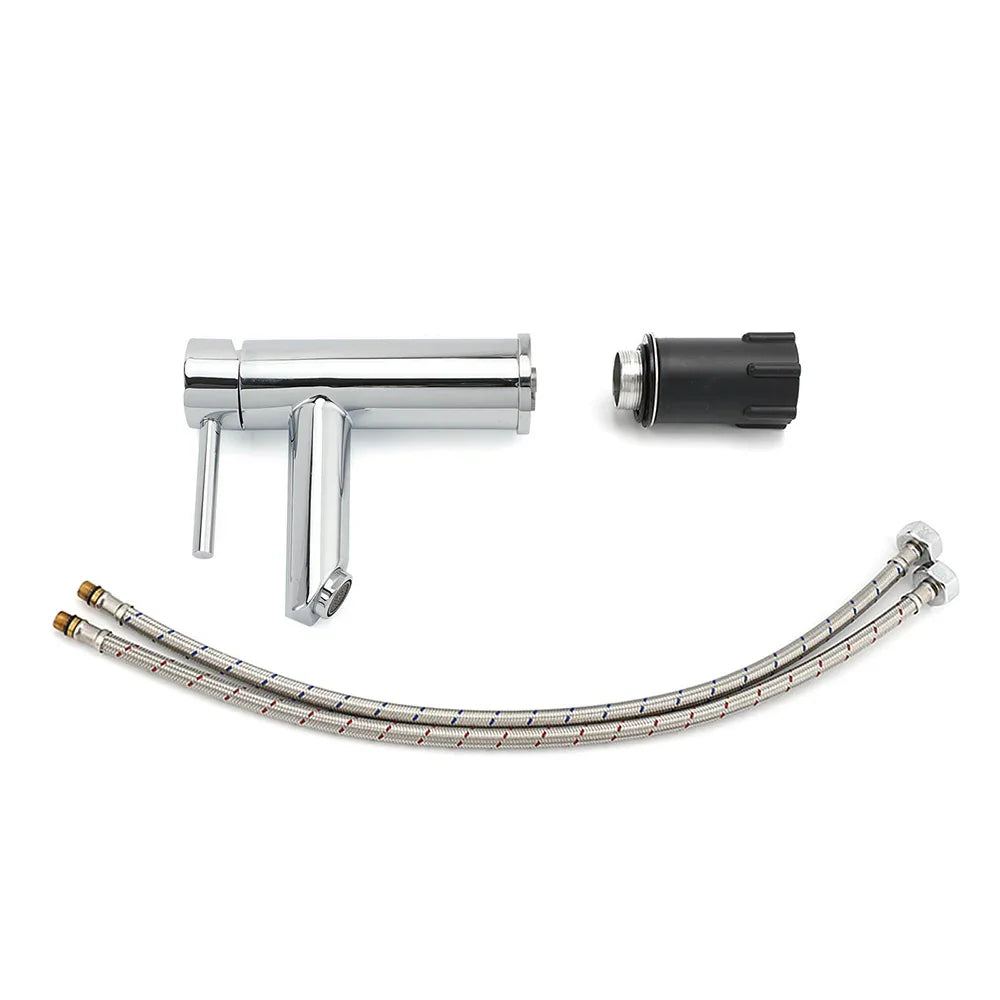 WELS Chrome Short Kitchen Laundry Round Basin Mixer Vanity Sink Faucet Tap Set