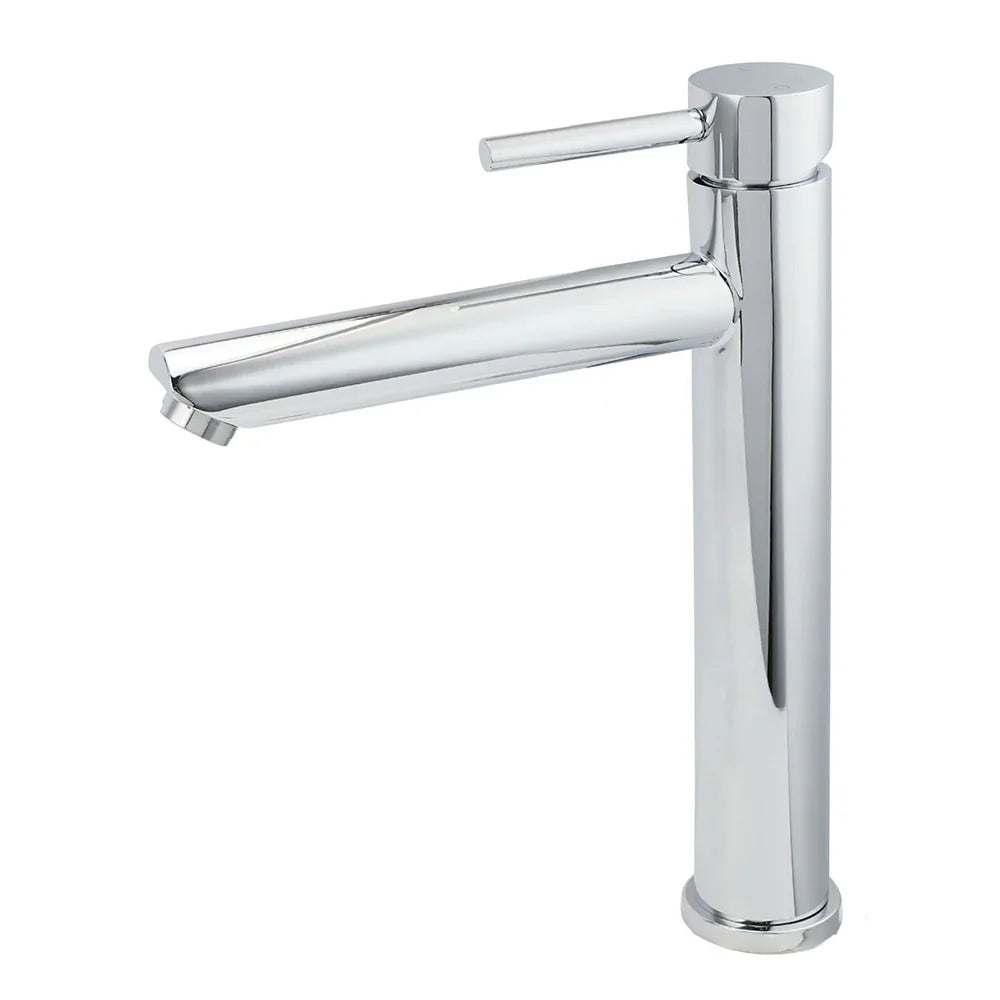 WELS 7.5L/m Round Tall Laundry Basin Mixer Vanity Sink Faucet Tap Polish Chrome