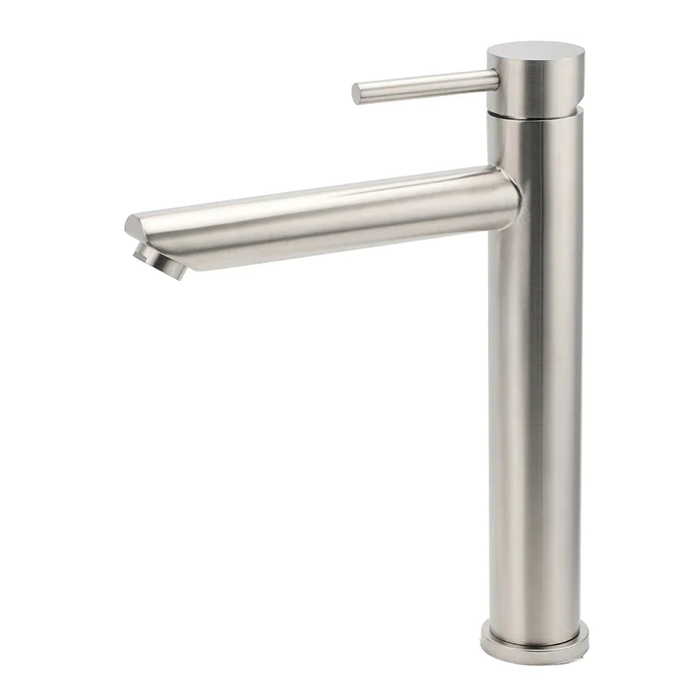 WELS Bathroom Laundry Round Basin Mixer Vanity Sink Faucet Tap Silver Brushed