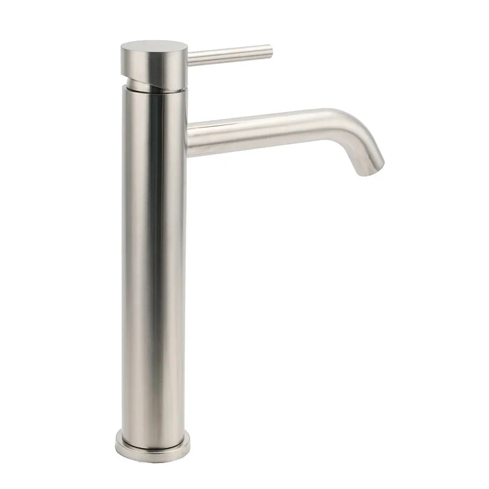 WELS Bathroom Laundry Round Basin Mixer Vanity Sink Faucet Tap Silver Brushed