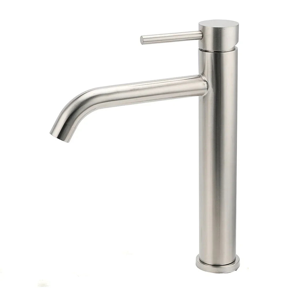 Brushed Nickel Tall Kitchen Laundry Basin Mixer Vanity Curve Sink Faucet Tap Set