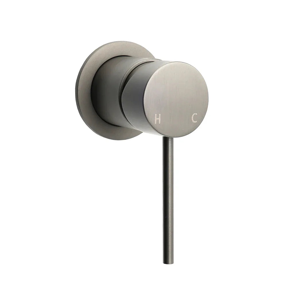 Gun Metal Round Small Face Wall Shower Mixer Hot Cold Bath Tap Valve Cartridge