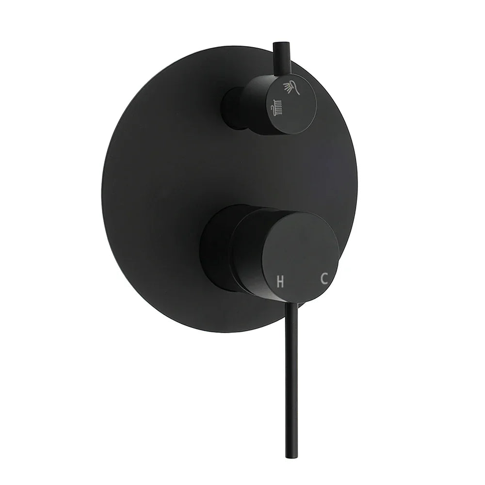 Stainless Steel Black Round Shower Mixer Diverter Lead Free Healthy For Bath Set