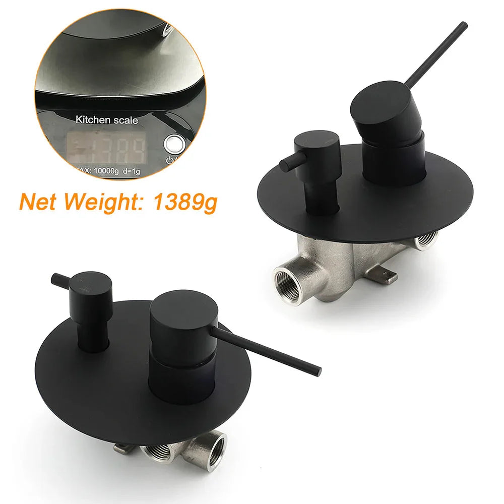 Stainless Steel Black Round Shower Mixer Diverter Lead Free Healthy For Bath Set