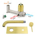 Brushed Gold Round Wall Mounted Basin Mixer Vanity Sink Tap Faucet Curve Spout