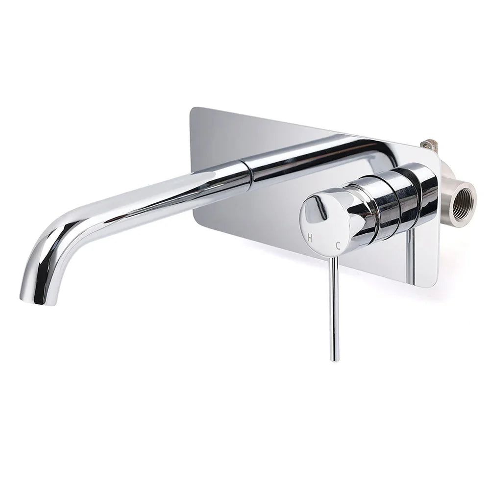 WELS Chrome Round Wall Mounted Basin Vanity Mixer Bath Tub Bubble Faucet Spout