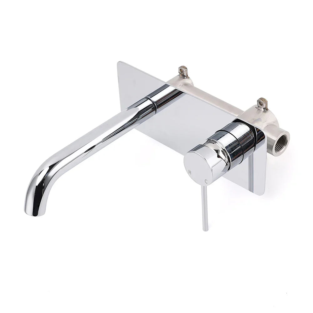 WELS Chrome Round Wall Mounted Basin Vanity Mixer Bath Tub Bubble Faucet Spout