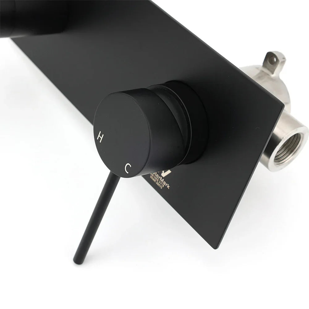 Matt Black Round Basin Mixer Bathtub Wall Mounted Faucet Tap Laundry Spout Set