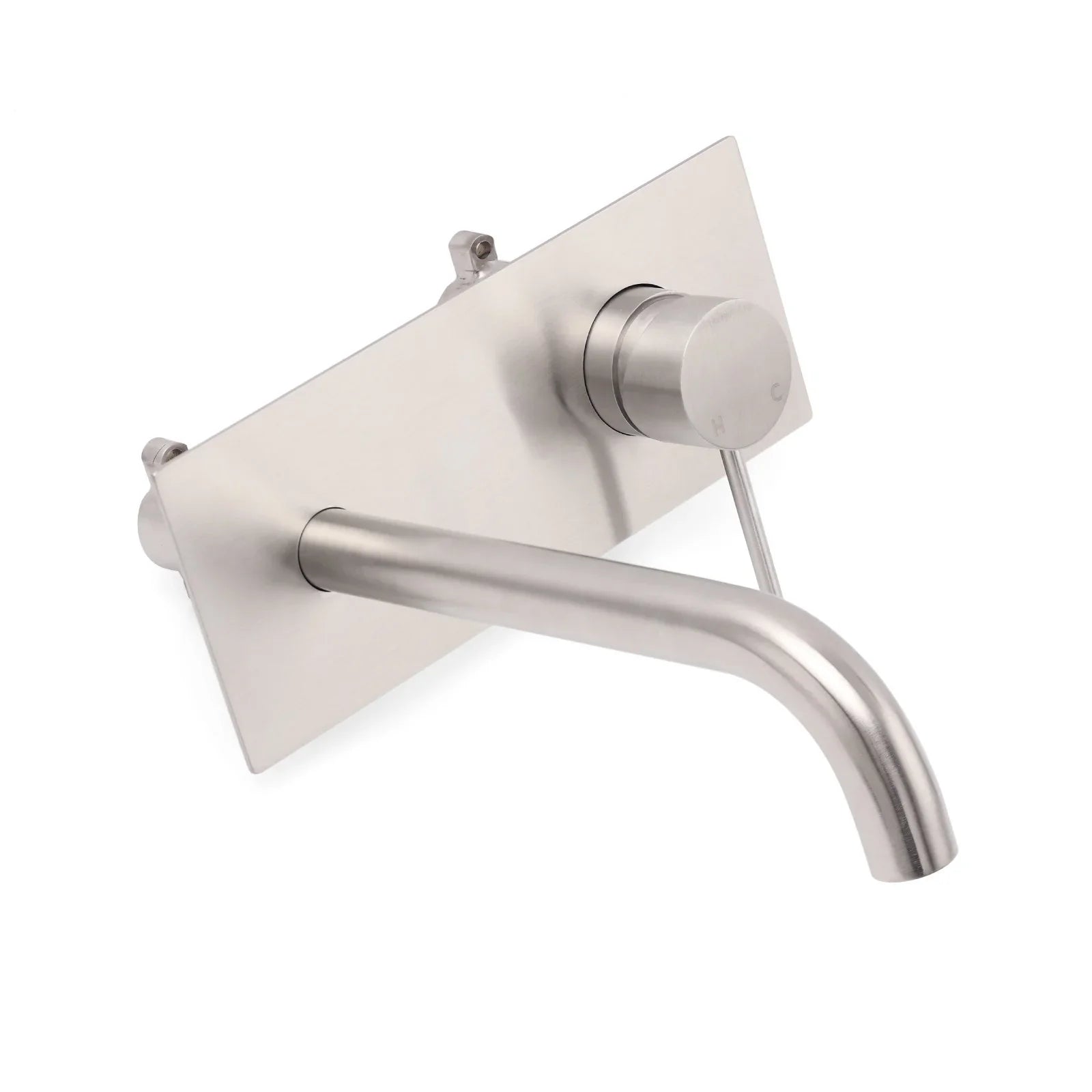 WELS Round Wall Mounted Basin Vanity Mixer Bath Tub Faucet Spout Brushed Nickel