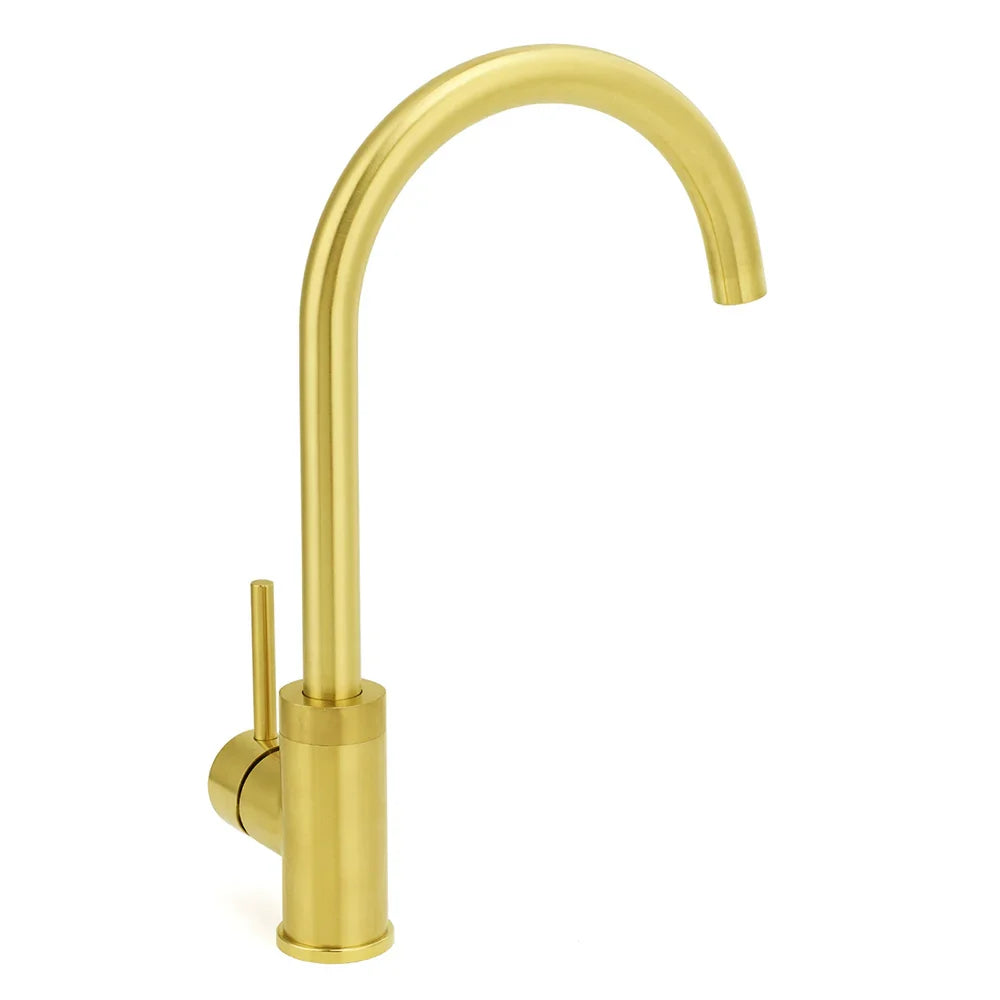 Brushed Gold Stainless Steel Kitchen Mixer Tap with 360° Swivel Spout