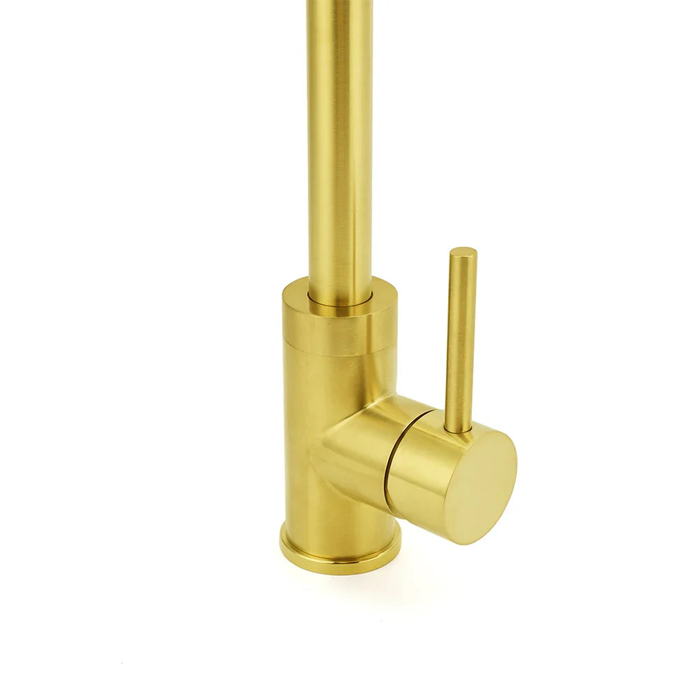 Brushed Gold Stainless Steel Kitchen Mixer Tap with 360° Swivel Spout