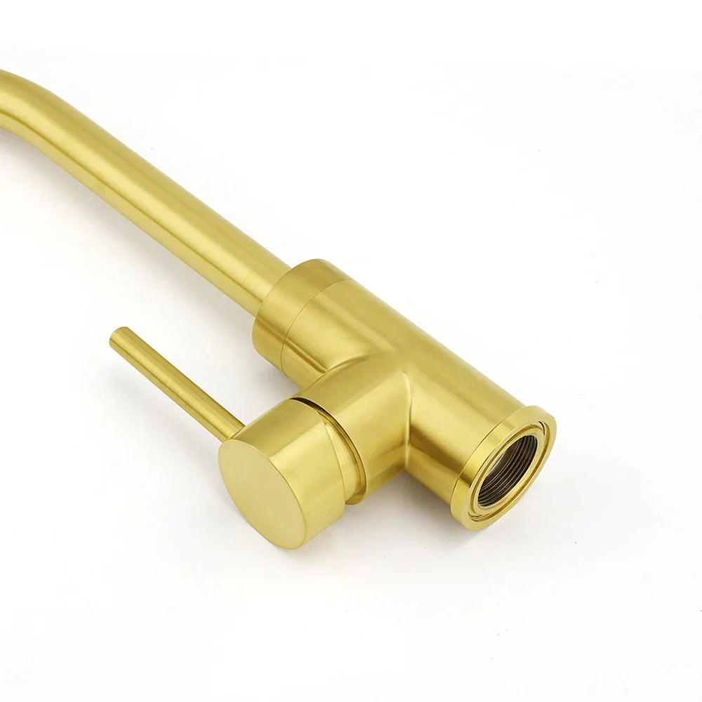 Brushed Gold Stainless Steel Kitchen Mixer Tap with 360° Swivel Spout