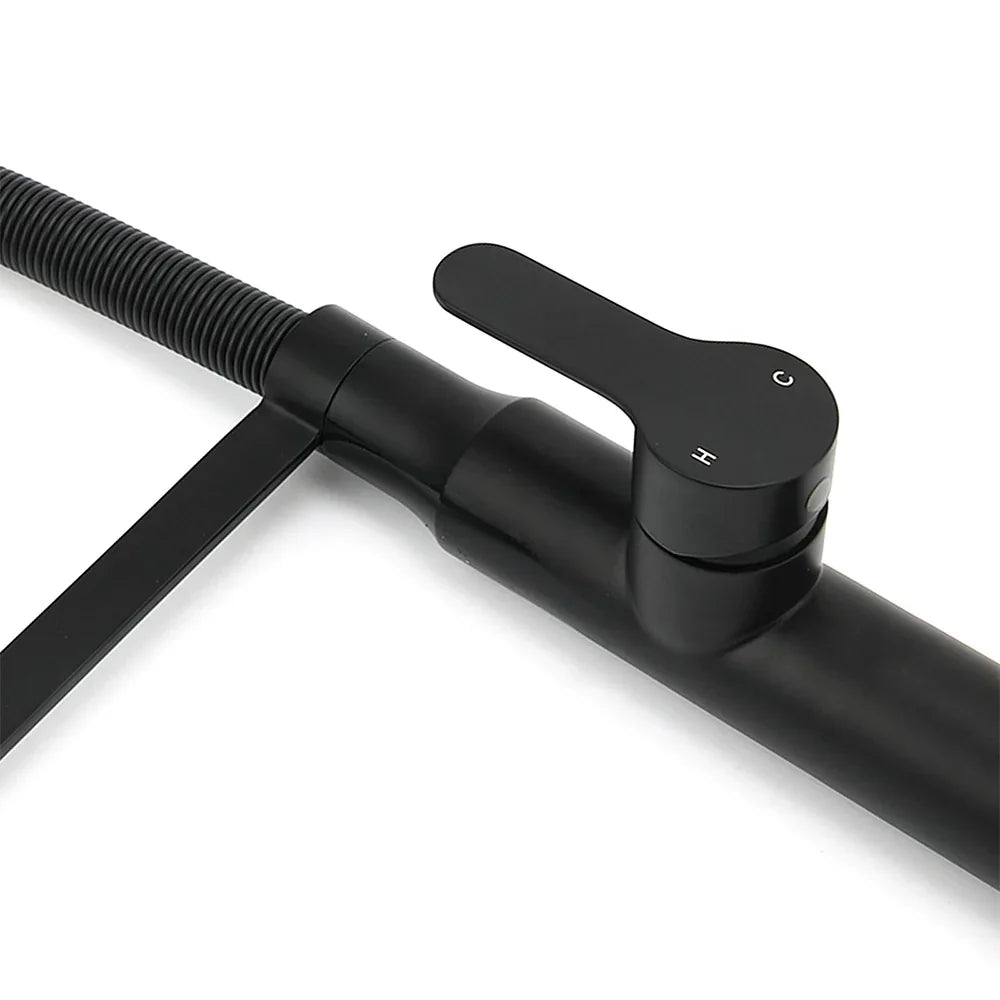 Matt Black Kitchen Sink Basin Mixer 360º Swivel Faucet Tap Pull Out Spout WELS