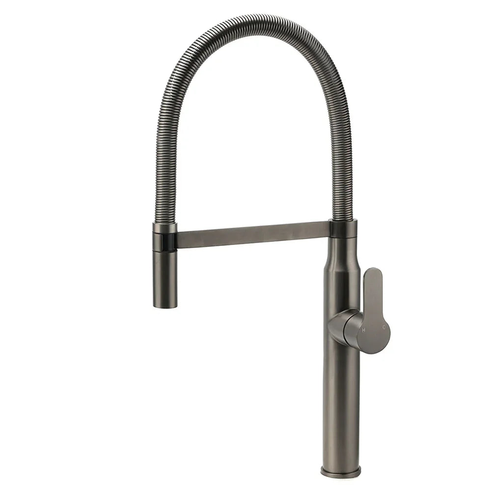 WELS Gun Metal Stainless Steel Pull Out Swivel Kitchen Mixer Sink Tap Spout Faucet