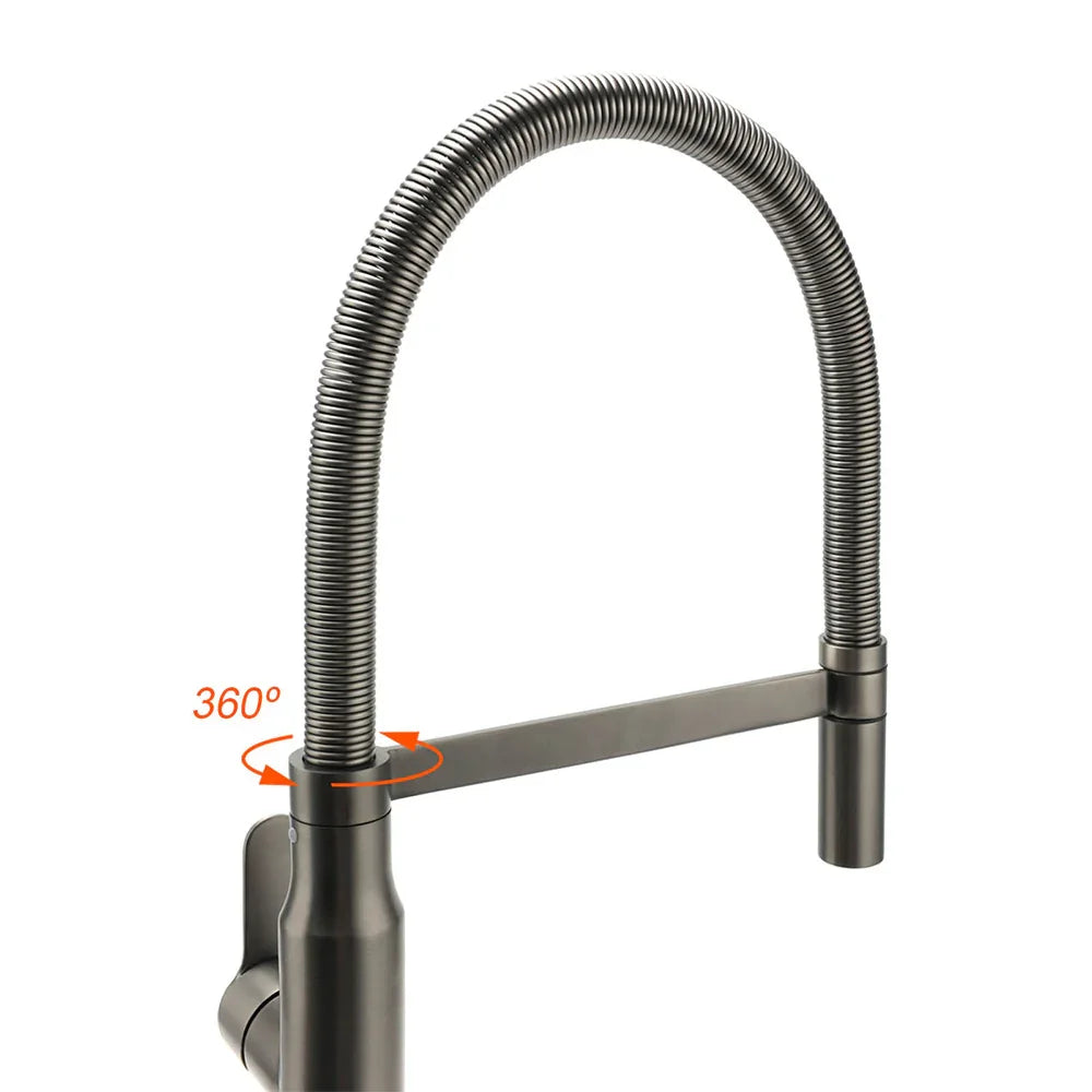 WELS Gun Metal Stainless Steel Pull Out Swivel Kitchen Mixer Sink Tap Spout Faucet