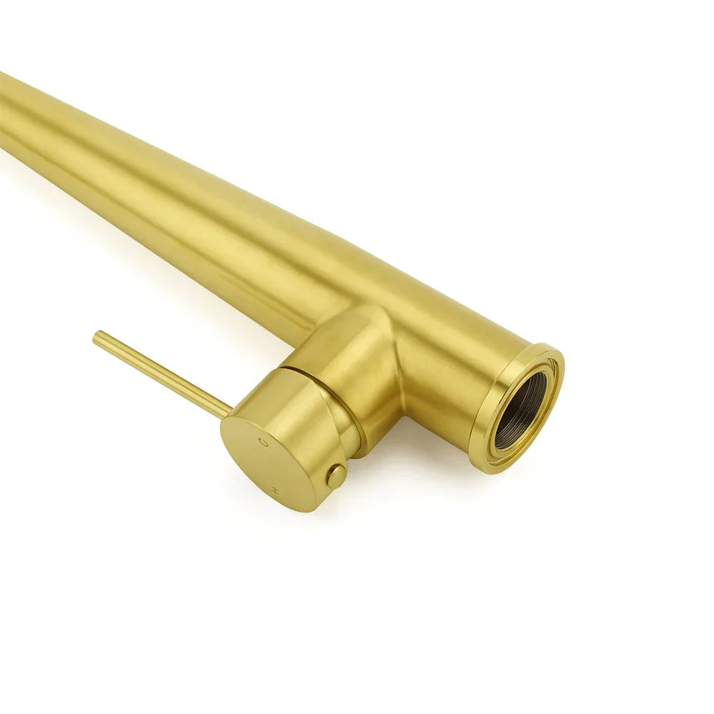 Brushed Gold Round Kitchen Mixer Sink Tap 360 Swivel Basin Laundry Faucet Spout