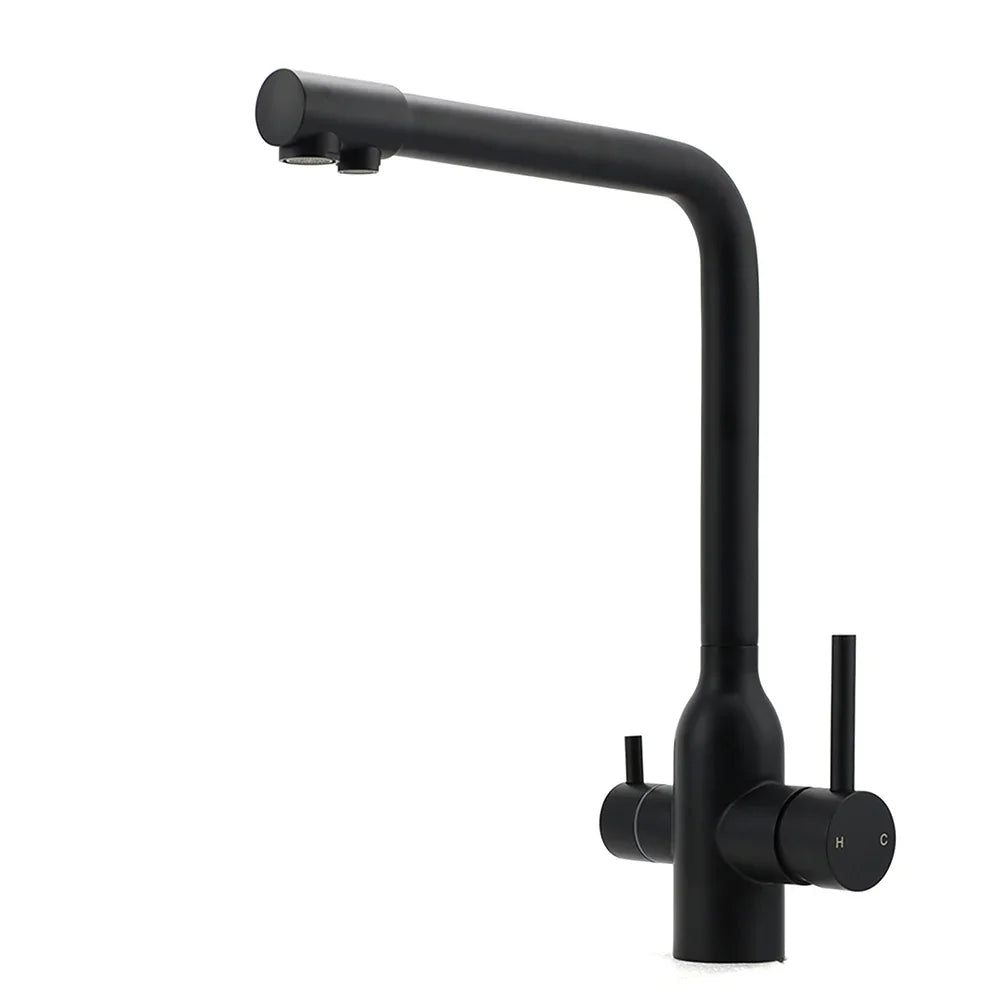 Matt Black 3 Ways Kitchen Mixer Tap Pury Water Sink Faucet 360 Swivel Spout Outlet