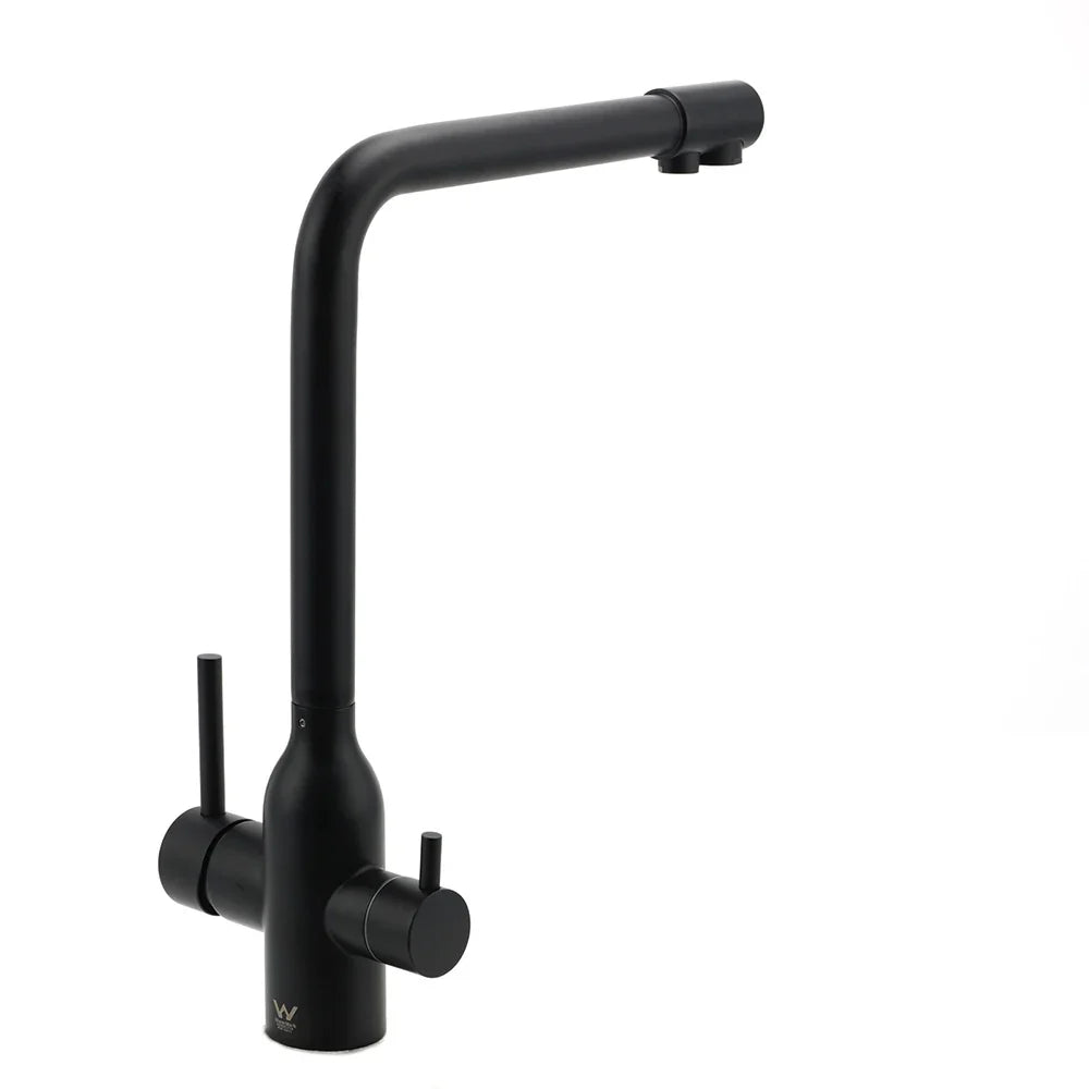 Matt Black 3 Ways Kitchen Mixer Tap Pury Water Sink Faucet 360 Swivel Spout Outlet