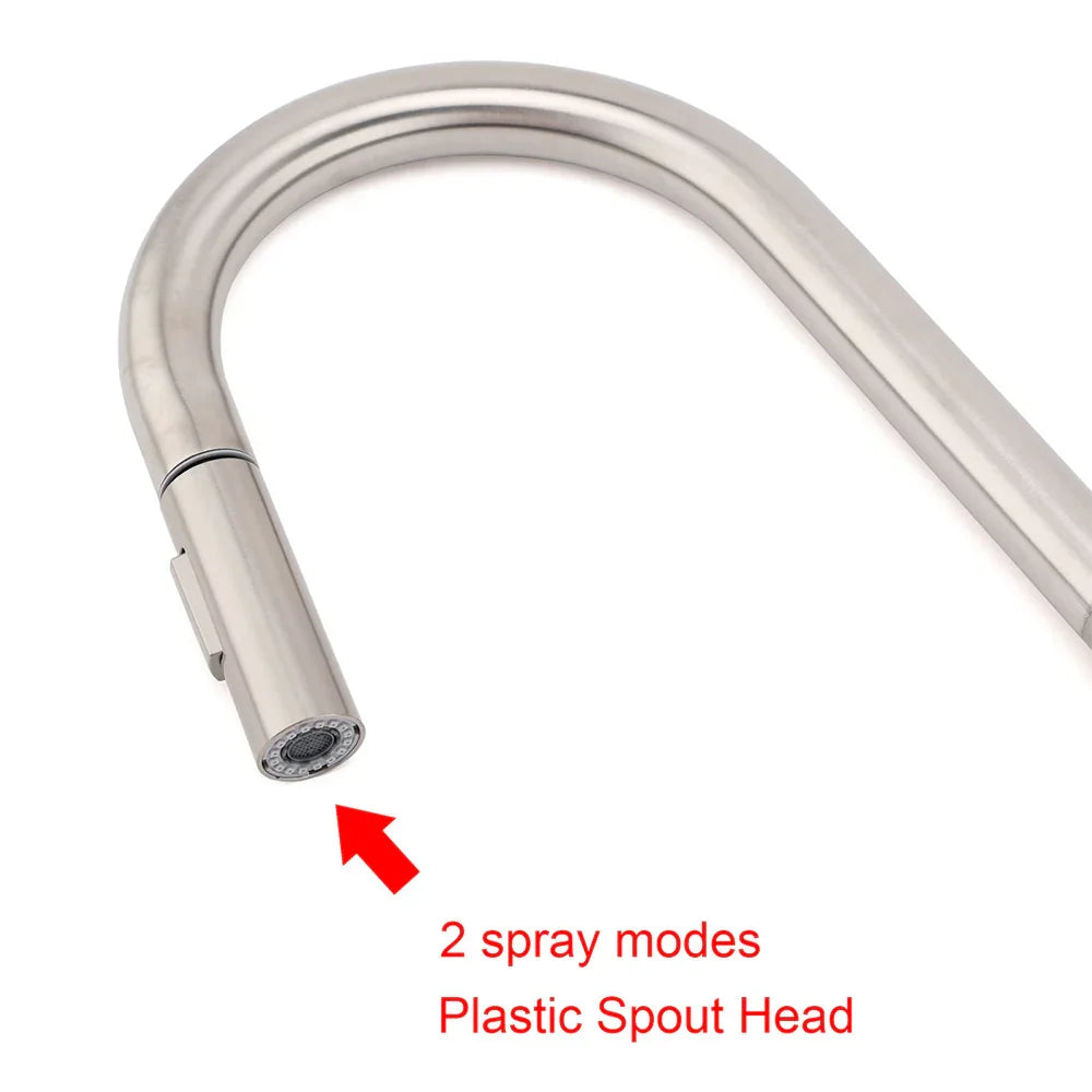 WELS Brushed Nickel Round Pull Out 2 Modes Spout Kitchen Sink Tap Laundry Mixer