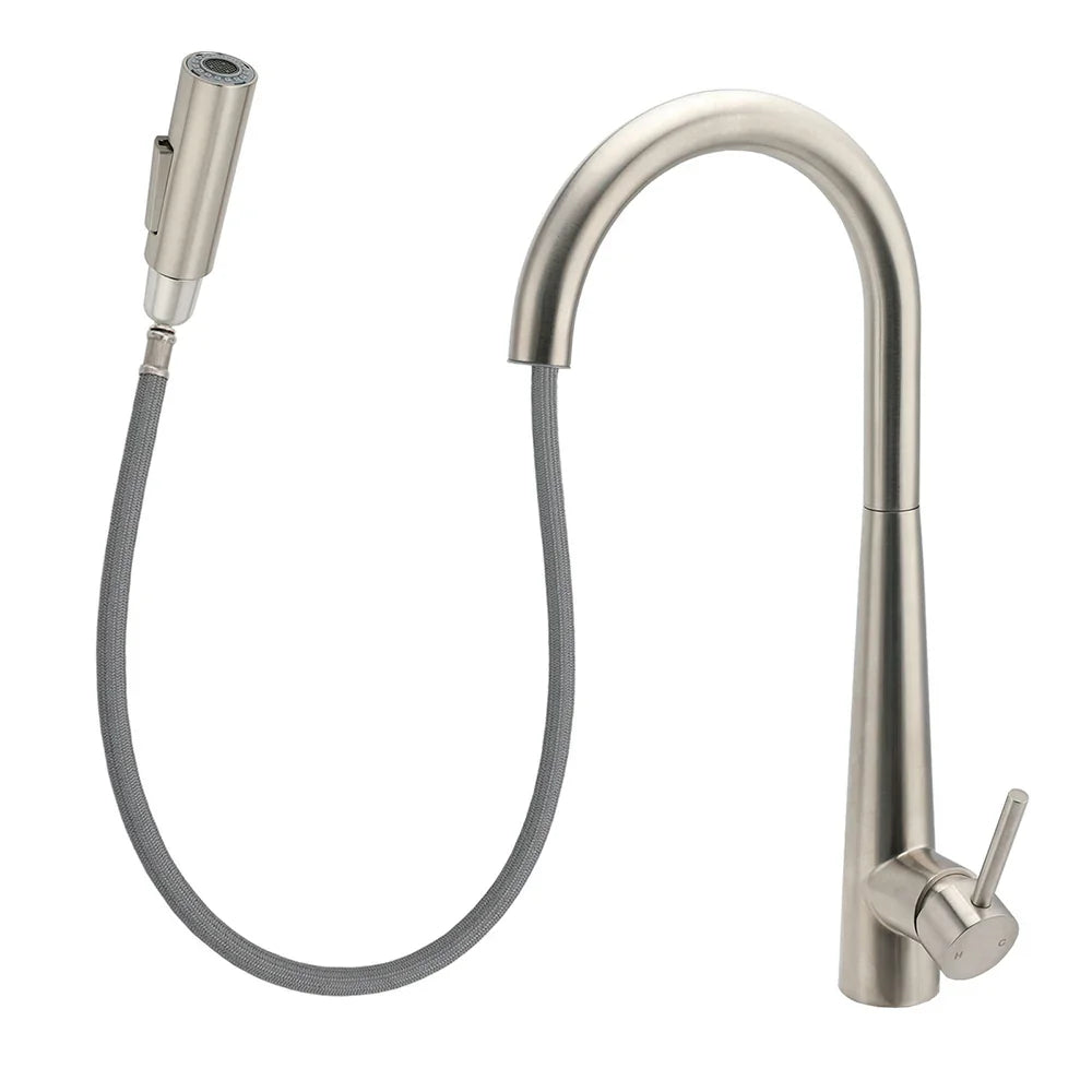 Brushed Nickel Pull Out Kitchen Tap Sink Mixer Faucet Spout 2 Modes Spray Outlet