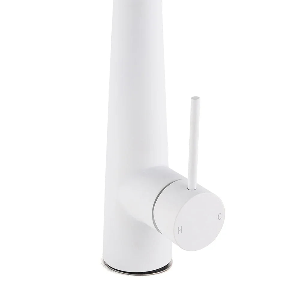 Matte White 2 Modes Spray Kitchen Mixer Pull Out Sink Tap Laundry Swivel Faucet