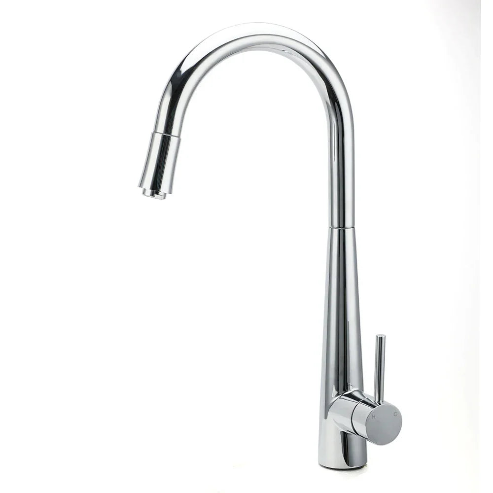 WELS Chrome Pull Out Kitchen Sink Tap Round Basin Mixer Faucet Flexible Spout