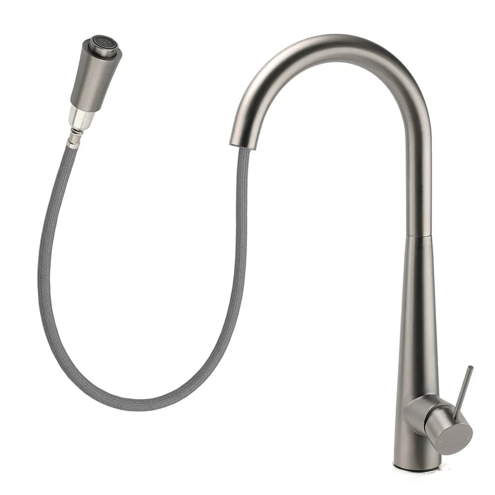 WELS Gun Metal Grey Pull Out Kitchen Sink Tap Basin Mixer Faucet Flexible Spout