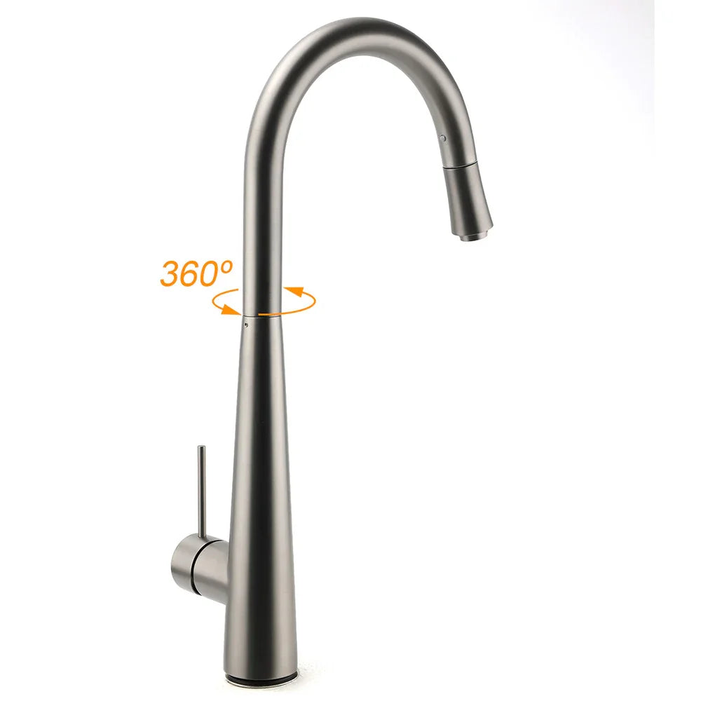 WELS Gun Metal Grey Pull Out Kitchen Sink Tap Basin Mixer Faucet Flexible Spout