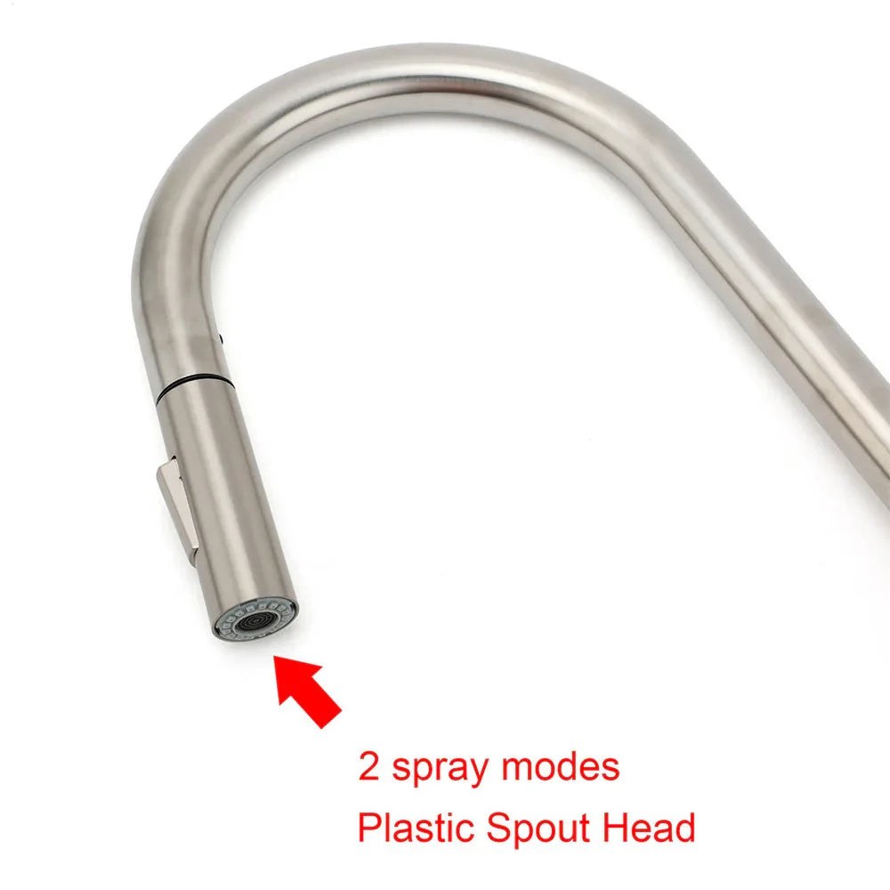 Brushed Nickel 2 Way Spray Kitchen Mixer Tap Pull Out Sink Laundry Swivel Faucet