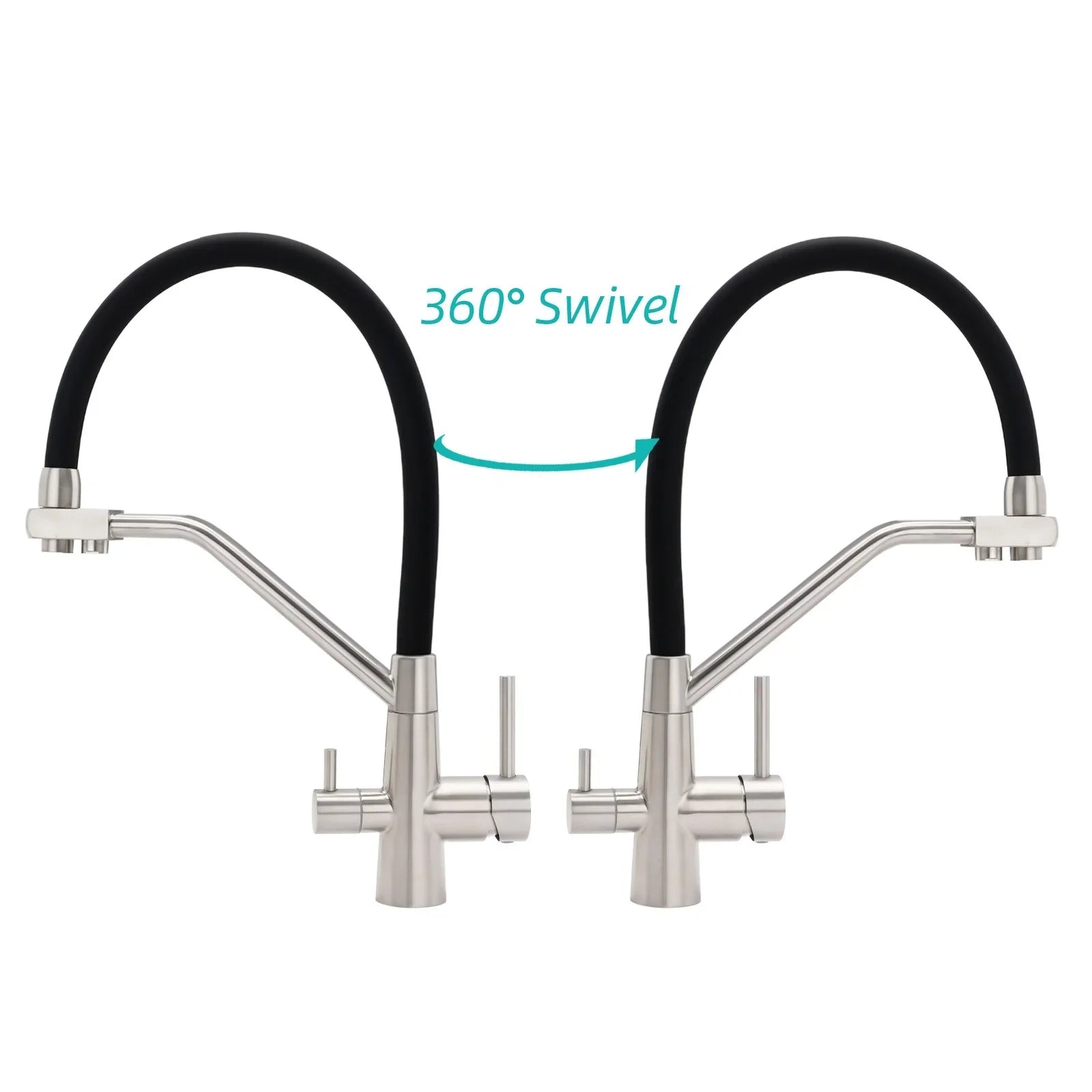 Brushed Nickel 3 Way Pull Down Kitchen Mixer Pure Drinking Water Sink Tap Spout