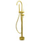 WELS Brushed Gold Bath Tub Mixer Tap Free Standing Faucet Spout Handheld Shower