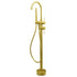 WELS Brushed Gold Bath Tub Mixer Tap Free Standing Faucet Spout Handheld Shower