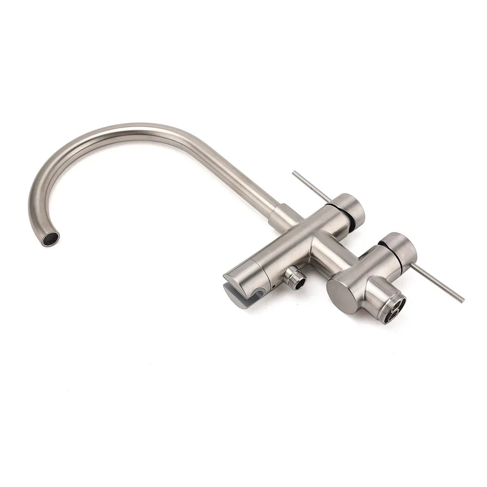 WELS Brushed Nickel Stainless Steel Free Standing Mixer Faucet Tap Spout Handset