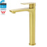WELS Brushed Gold Round Tall Basin Mixer Bathroom Vanity Faucet Tap Lever Handle